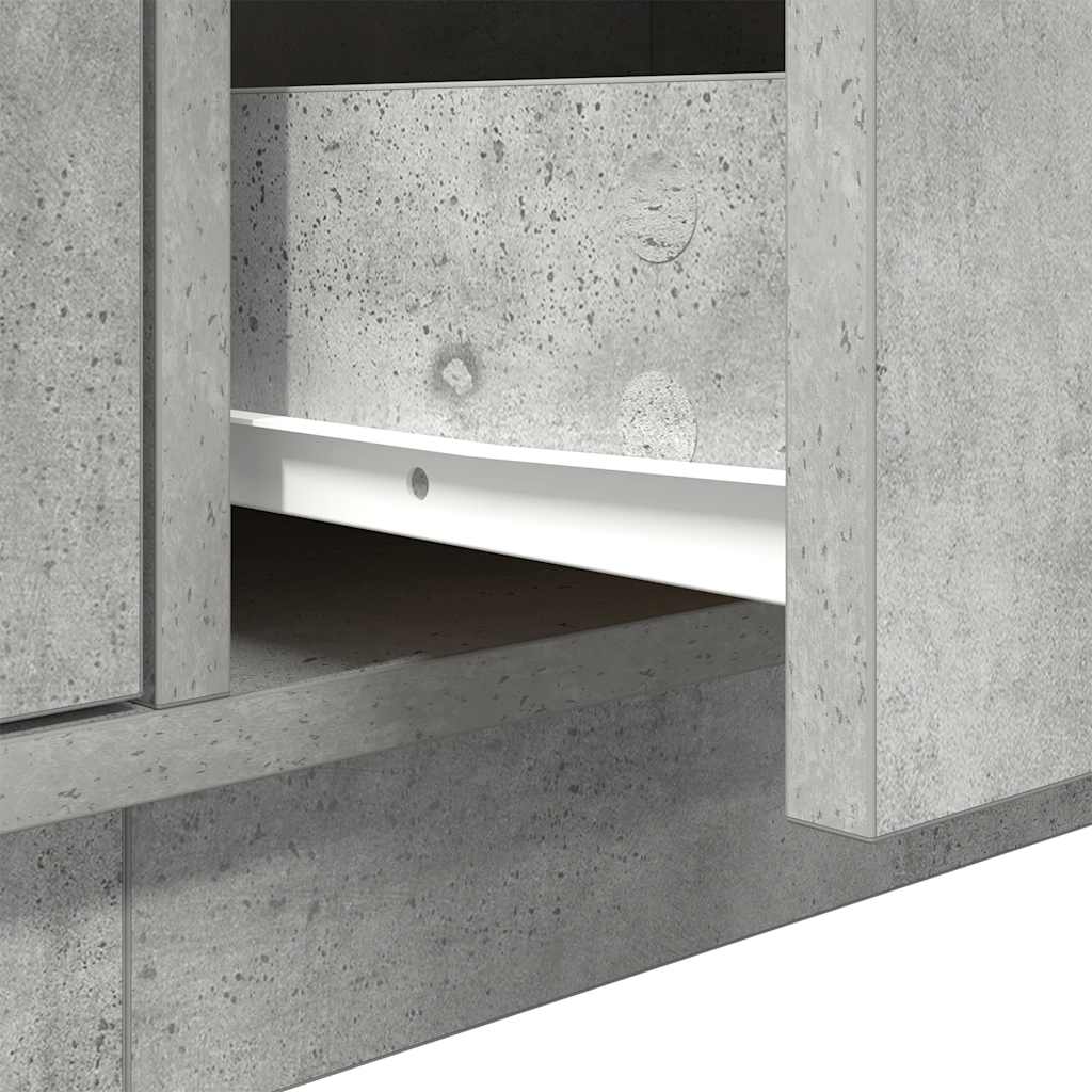 TV Cabinet with LED Lights Concrete Grey 193,5x41x50 cm