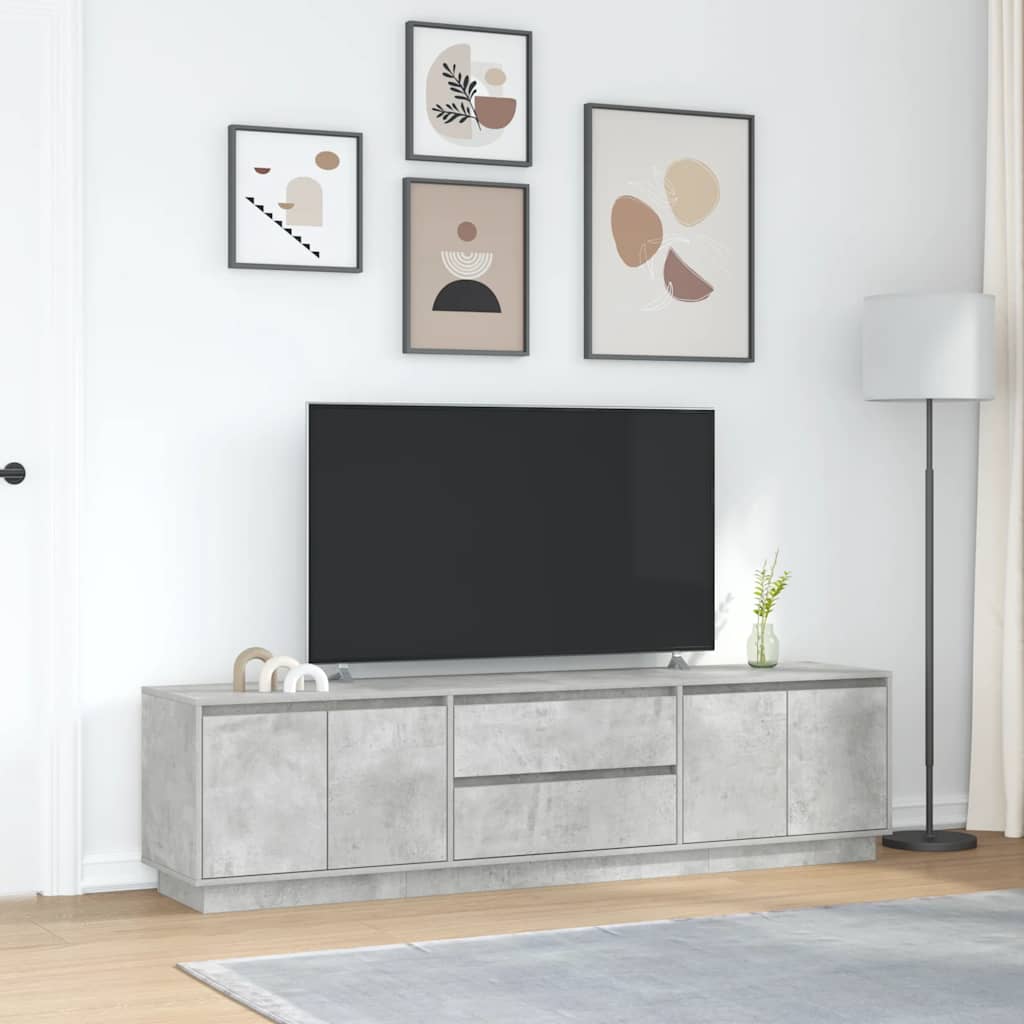 TV Cabinet with LED Lights Concrete Grey 193,5x41x50 cm