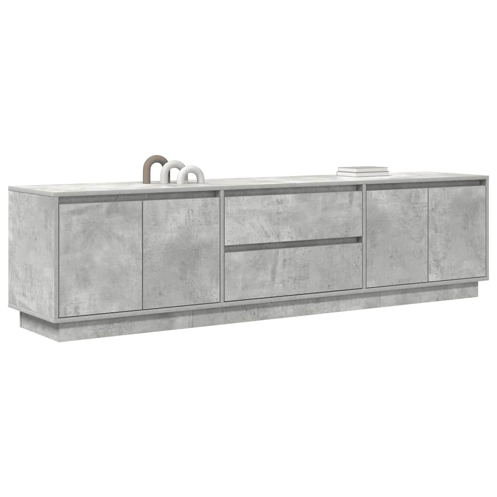 TV Cabinet with LED Lights Concrete Grey 193,5x41x50 cm