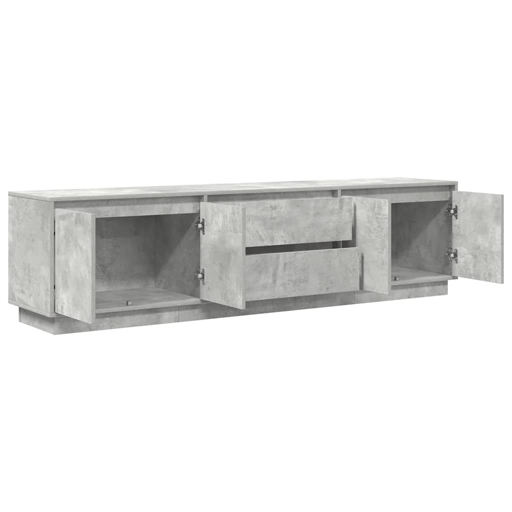 TV Cabinet with LED Lights Concrete Grey 193,5x41x50 cm