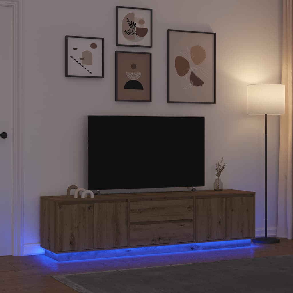 TV Cabinet with LED Lights Artisan Oak 193,5x41x50 cm