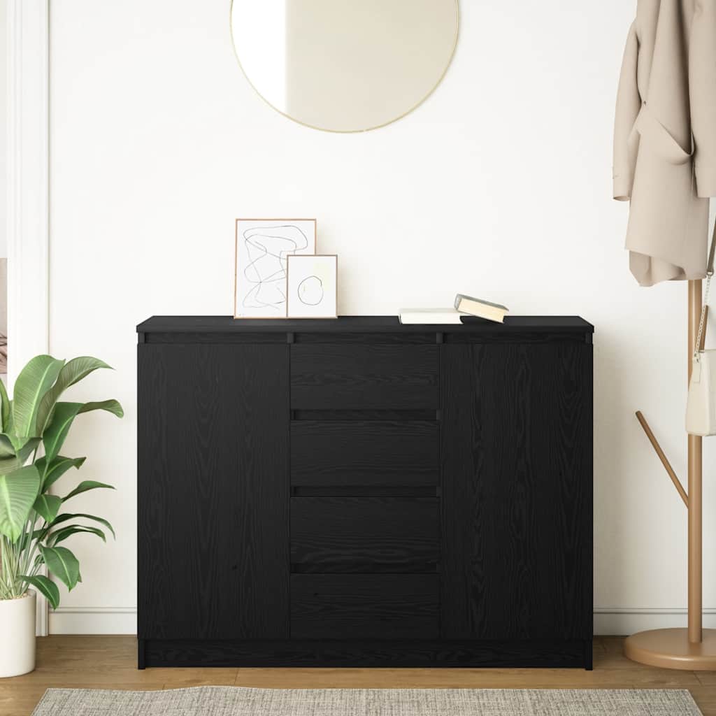 Sideboard with Drawers Black Oak 100.5x35x76 cm Engineered Wood