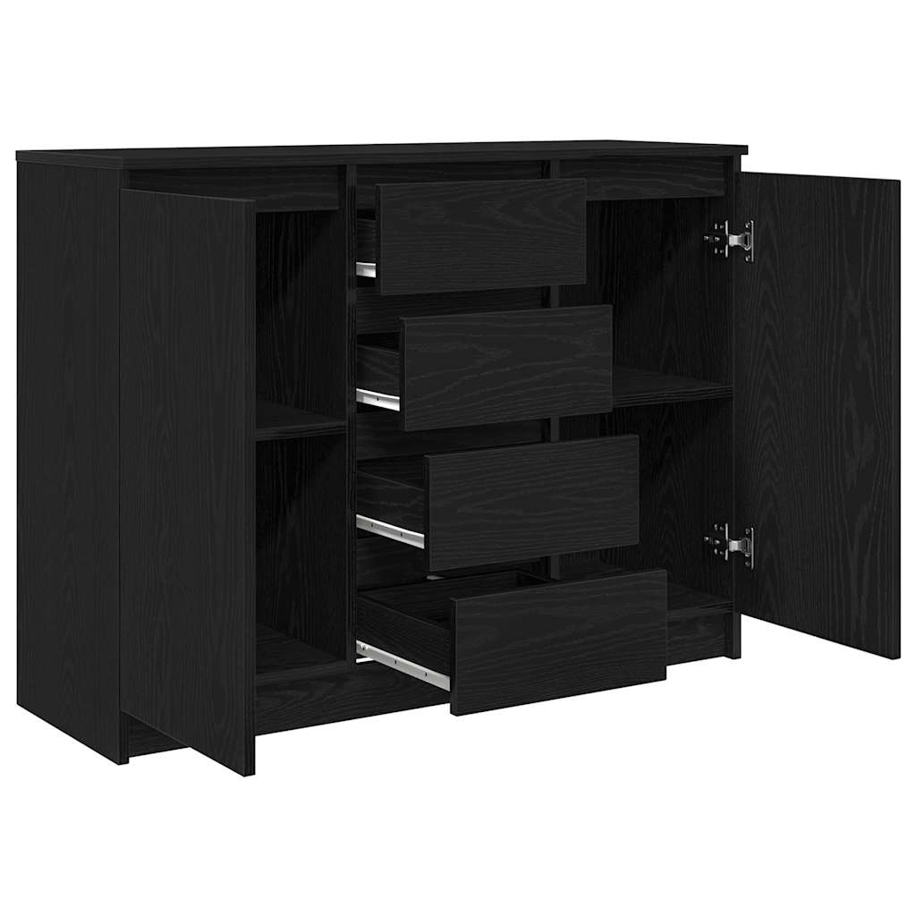 Sideboard with Drawers Black Oak 100.5x35x76 cm Engineered Wood