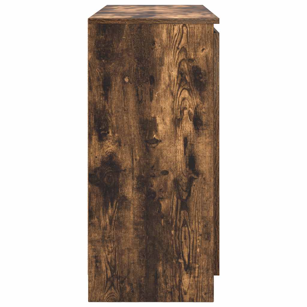 Sideboard with Drawers Smoked Oak 100.5x35x76 cm Engineered Wood