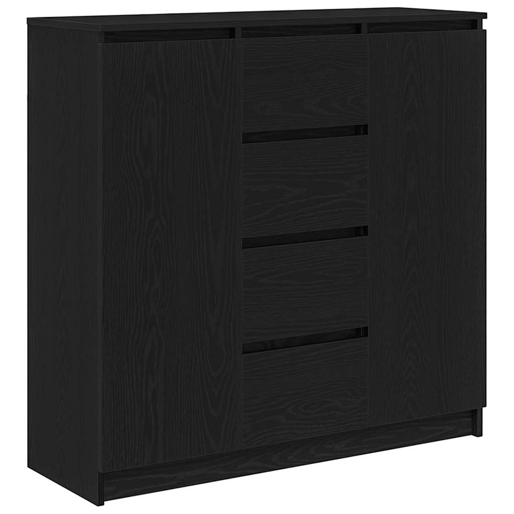 Sideboard with Drawers Black Oak 100.5x35x98.5 cm Engineered Wood