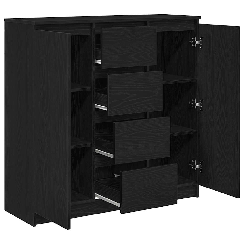Sideboard with Drawers Black Oak 100.5x35x98.5 cm Engineered Wood