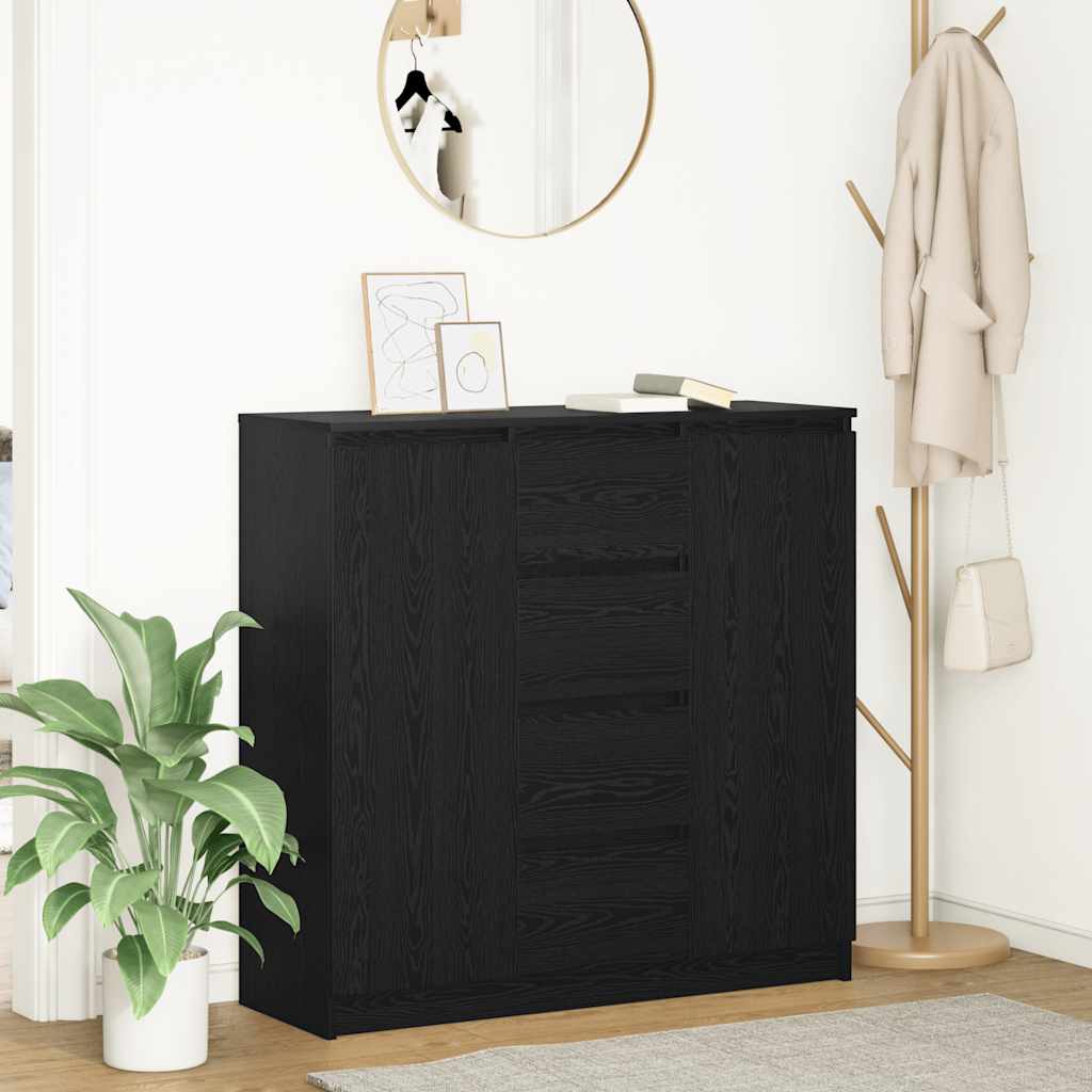 Sideboard with Drawers Black Oak 100.5x35x98.5 cm Engineered Wood