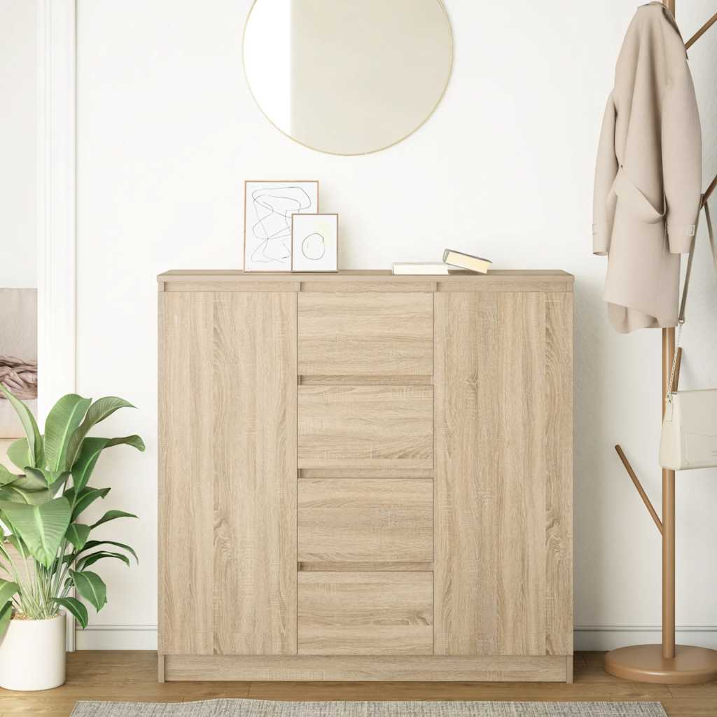 Sideboard with Drawers Sonoma Oak 100.5x35x98.5 cm Engineered Wood