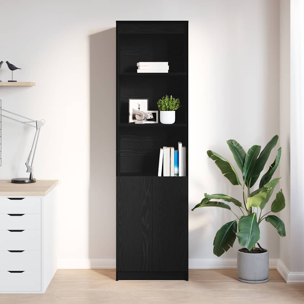 Highboard Black Oak 50x35x180 cm Engineered Wood