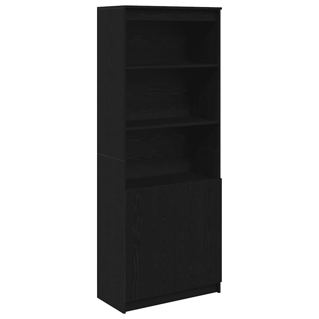 Highboard Black Oak 70x35x180 cm Engineered Wood
