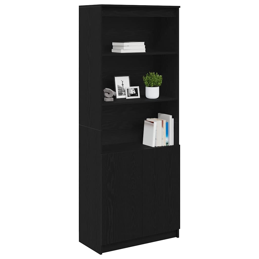 Highboard Black Oak 70x35x180 cm Engineered Wood
