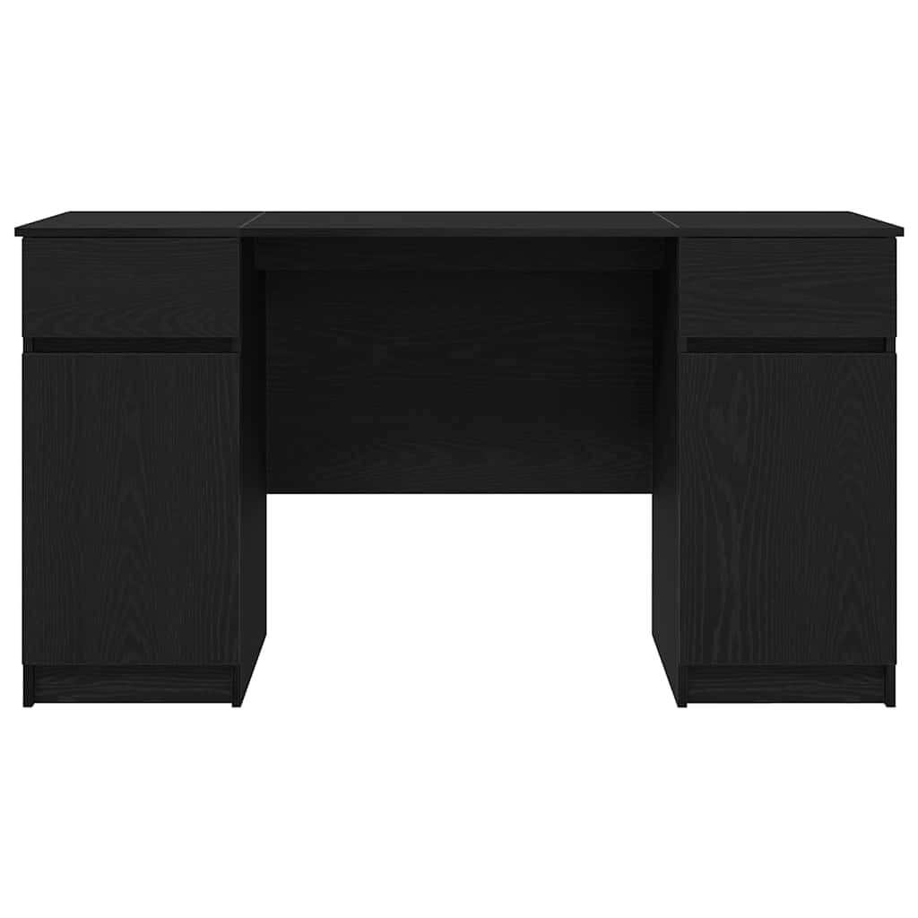 Desk with Drawer Black oak 140 x 49 x 76 cm Engineered wood