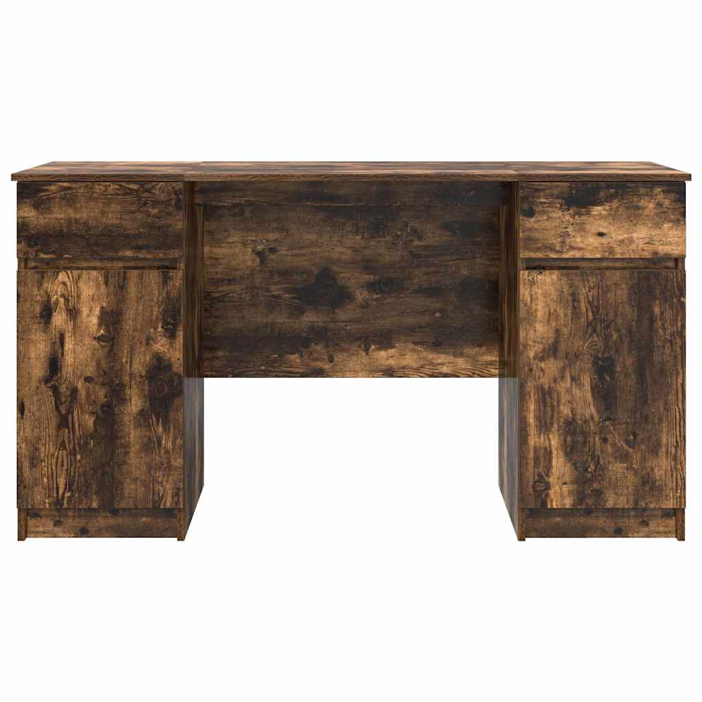 Desk with Drawer Smoked oak 140 x 49 x 76 cm Engineered wood