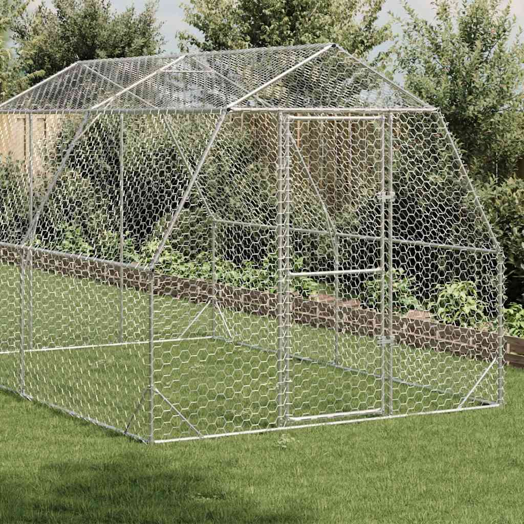 vidaXL Chicken Run 2.5x4x2.25 m Galvanised Steel