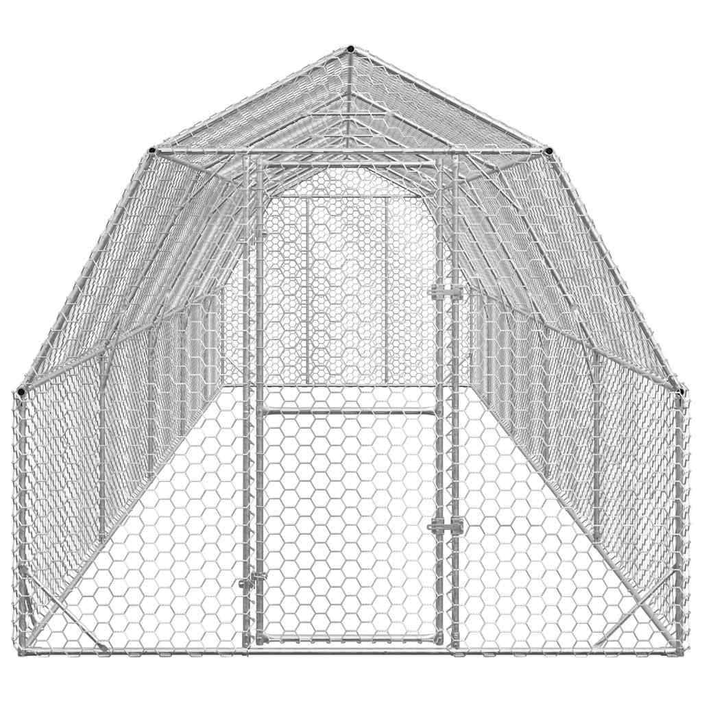 vidaXL Chicken Run 2.5x10x2.25 m Galvanised Steel