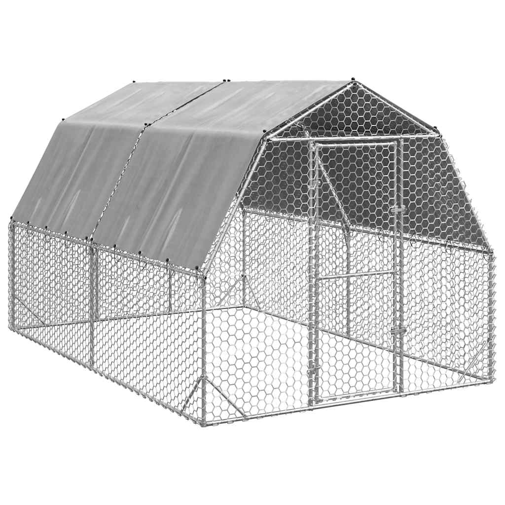 vidaXL Chicken Run with Roof 2.5x4x2.25 m Galvanised Steel