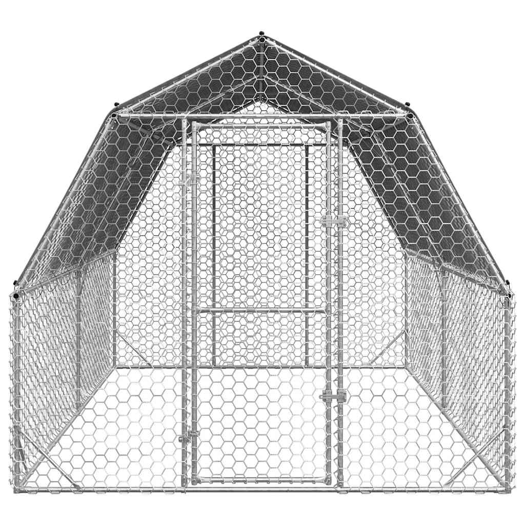 vidaXL Chicken Run with Roof 2.5x4x2.25 m Galvanised Steel