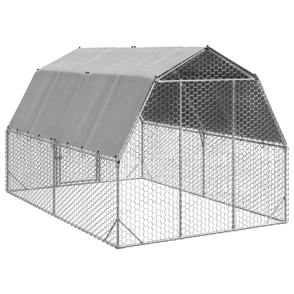 vidaXL Chicken Run with Roof 2.5x4x2.25 m Galvanised Steel