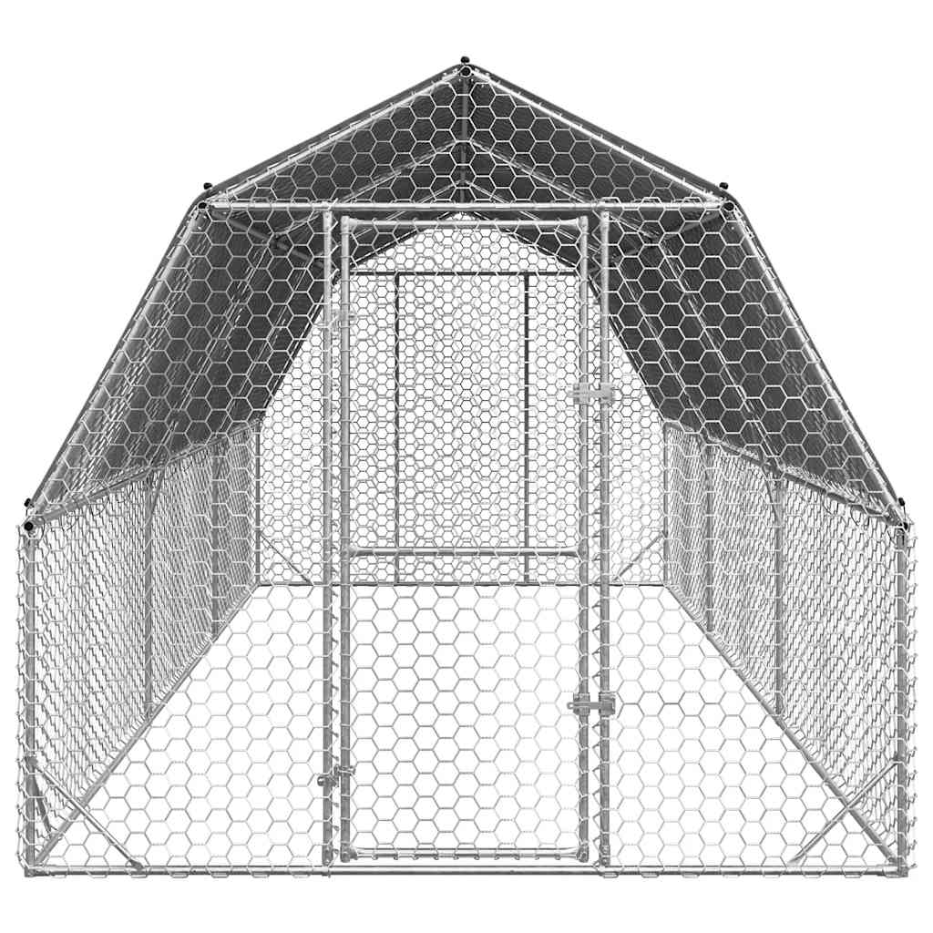 vidaXL Chicken Run with Roof 2.5x6x2.25 m Galvanised Steel