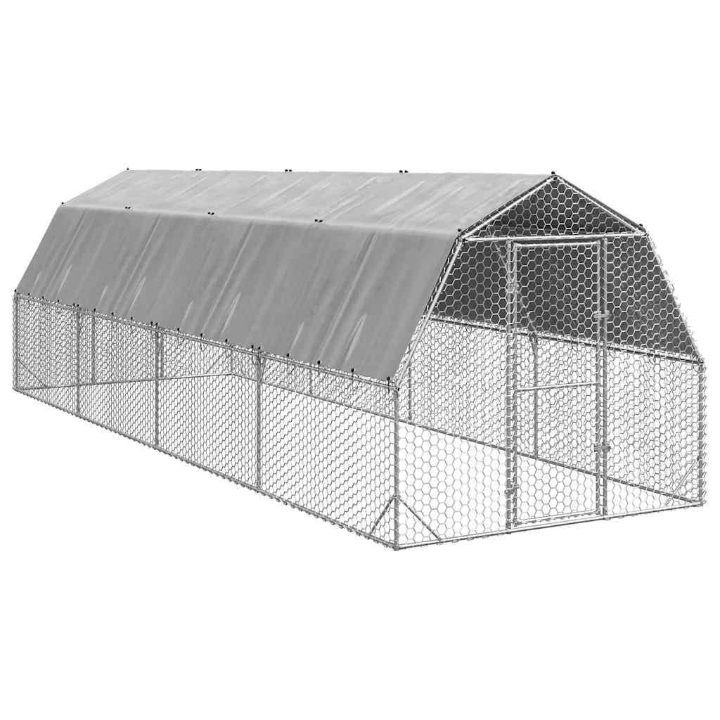 vidaXL Chicken Run with Roof 2.5x8x2.25 m Galvanised Steel