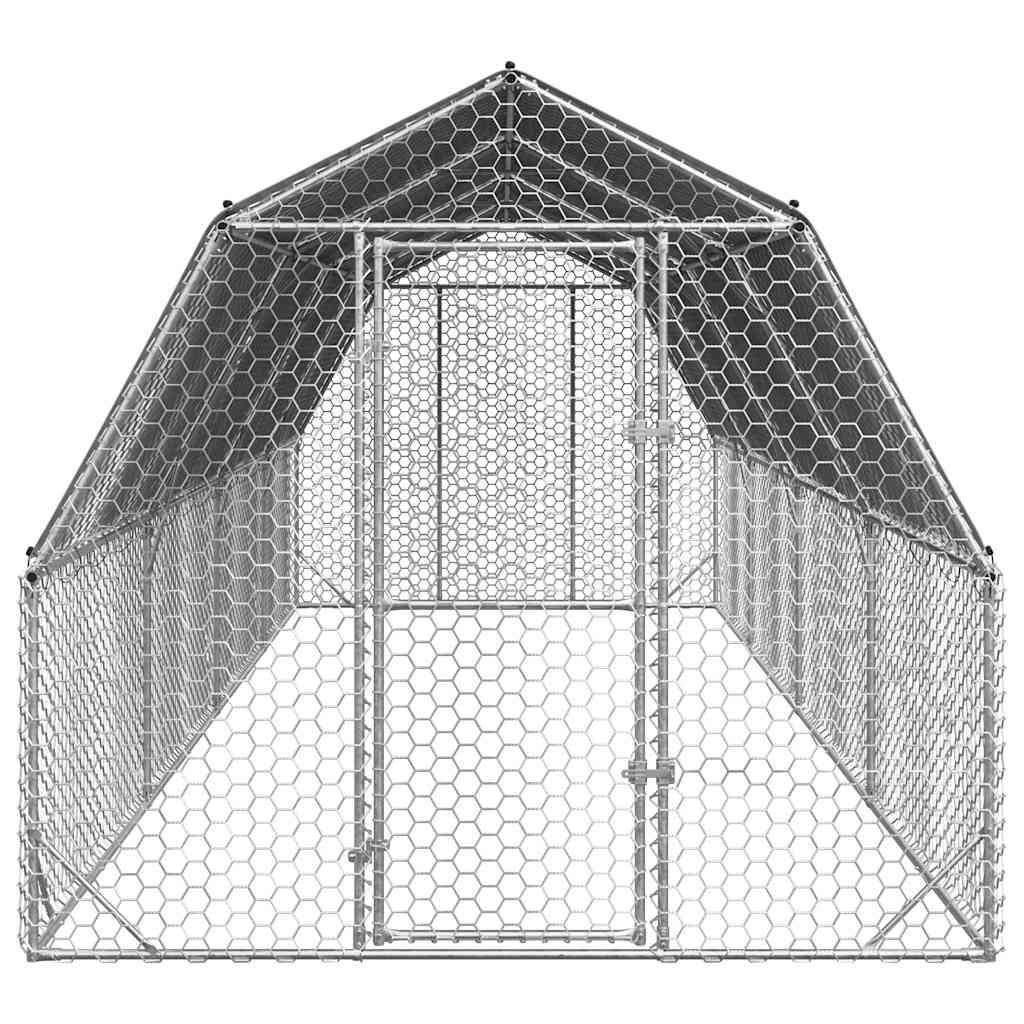 vidaXL Chicken Run with Roof 2.5x8x2.25 m Galvanised Steel