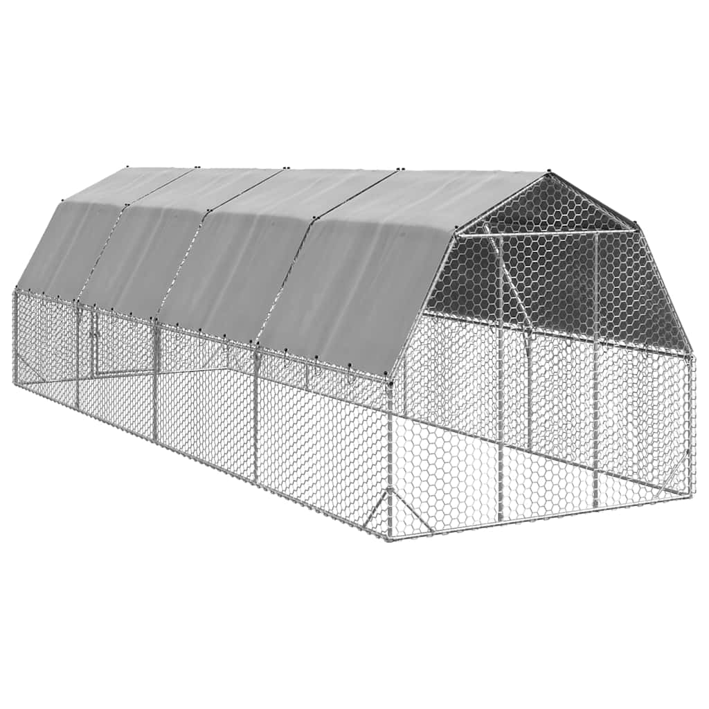 vidaXL Chicken Run with Roof 2.5x8x2.25 m Galvanised Steel