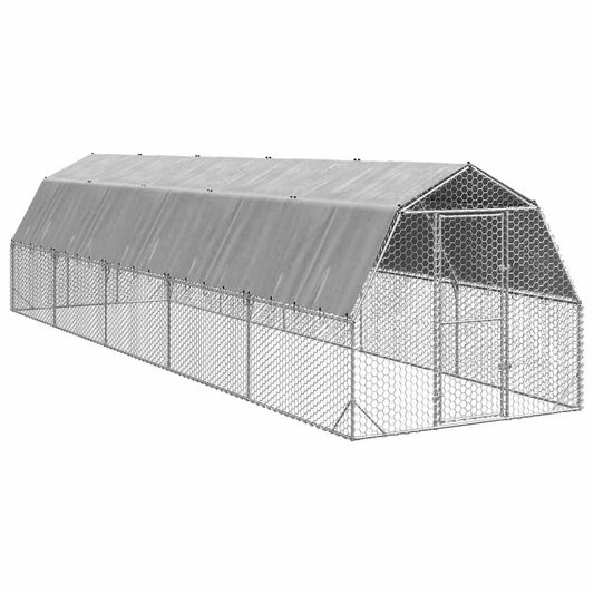 vidaXL Chicken Run with Roof 2.5x10x2.25 m Galvanised Steel