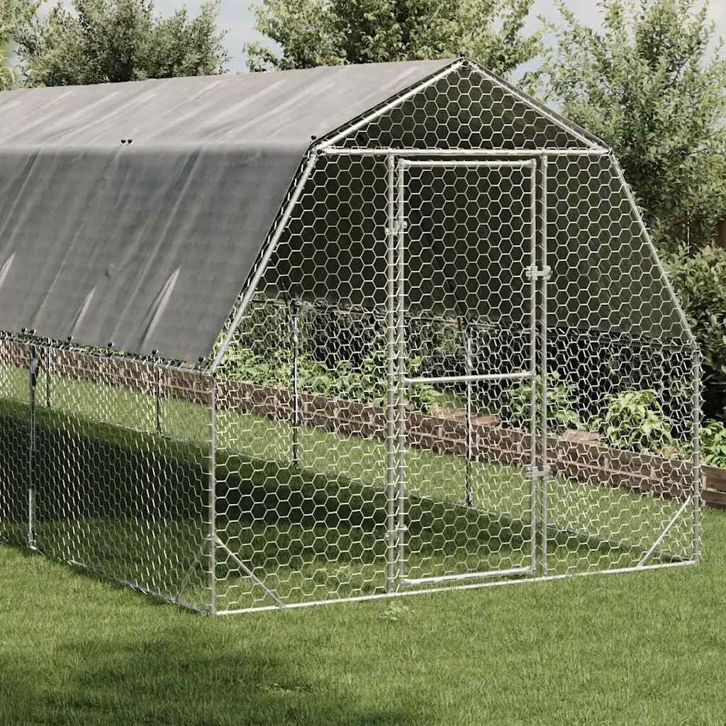 Chicken Run with Roof 2.5x10x2.25 m Galvanised Steel