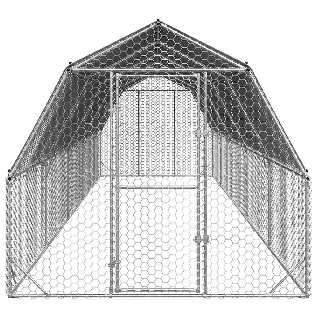 vidaXL Chicken Run with Roof 2.5x10x2.25 m Galvanised Steel