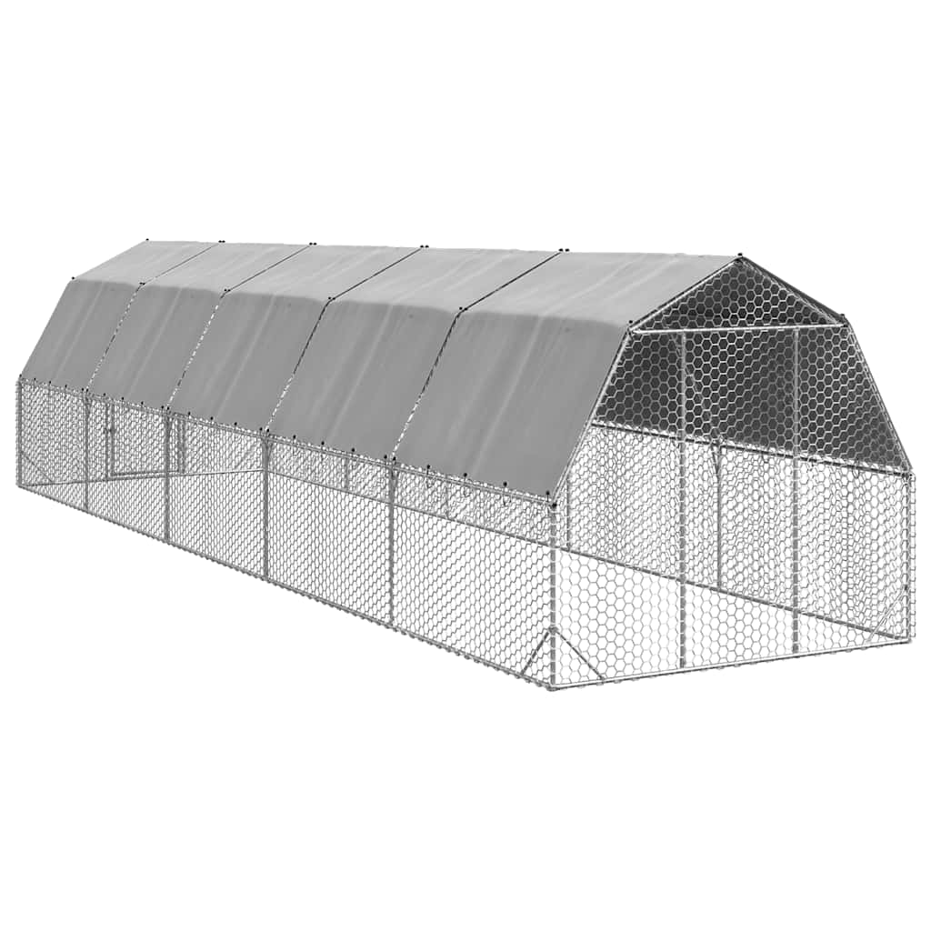 vidaXL Chicken Run with Roof 2.5x10x2.25 m Galvanised Steel