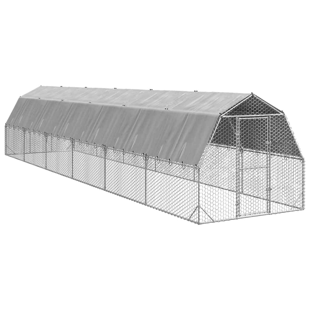 vidaXL Chicken Run with Roof 2.5x12x2.25 m Galvanised Steel