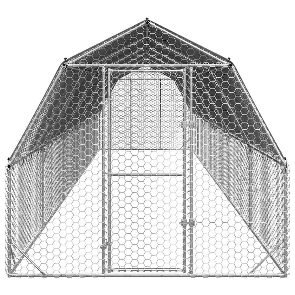 vidaXL Chicken Run with Roof 2.5x12x2.25 m Galvanised Steel