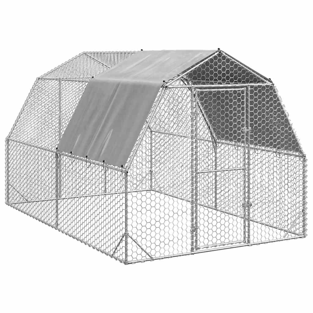 vidaXL Chicken Run with Roof 2.5x4x2.25 m Galvanised Steel