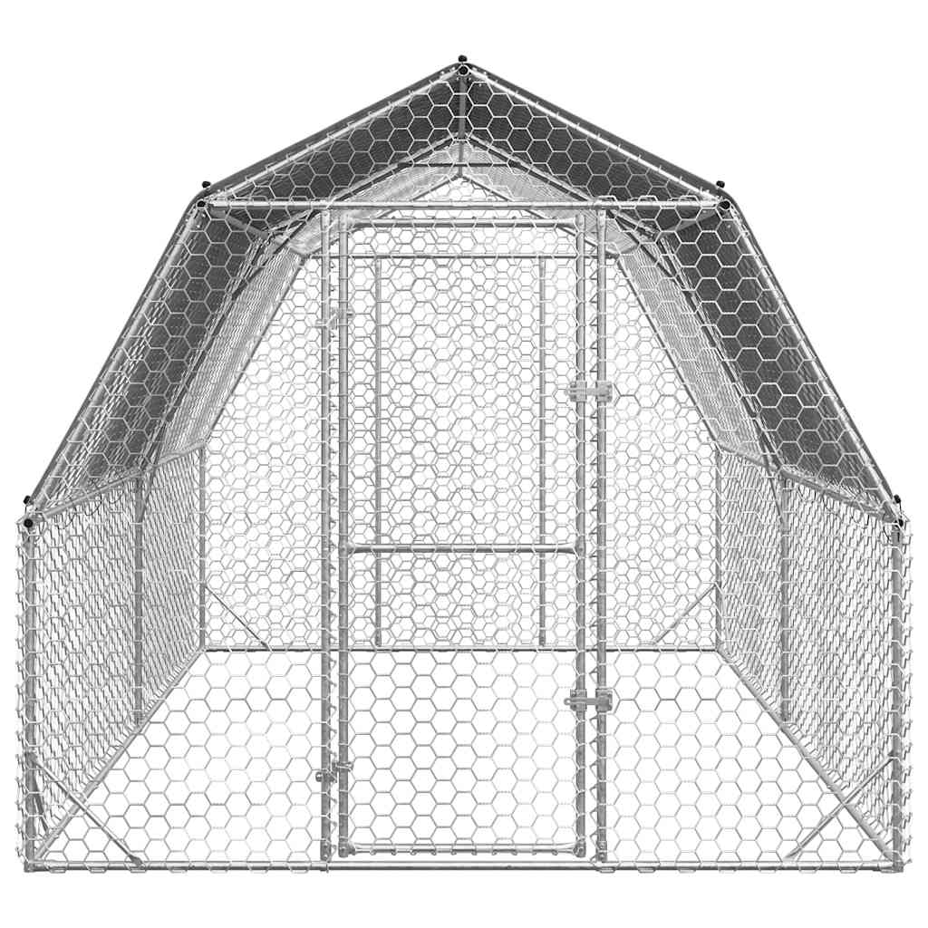 vidaXL Chicken Run with Roof 2.5x4x2.25 m Galvanised Steel