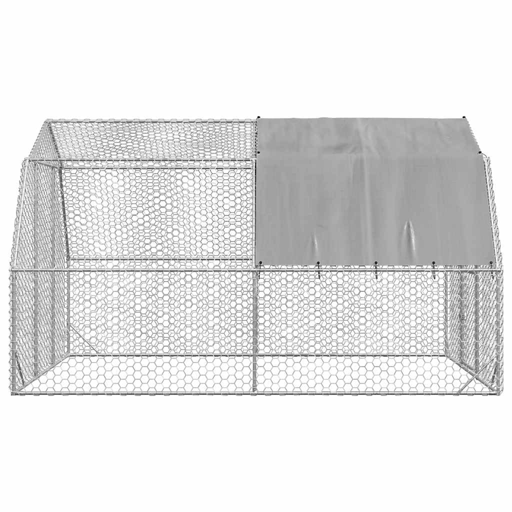 vidaXL Chicken Run with Roof 2.5x4x2.25 m Galvanised Steel