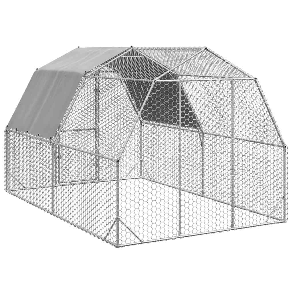 vidaXL Chicken Run with Roof 2.5x4x2.25 m Galvanised Steel