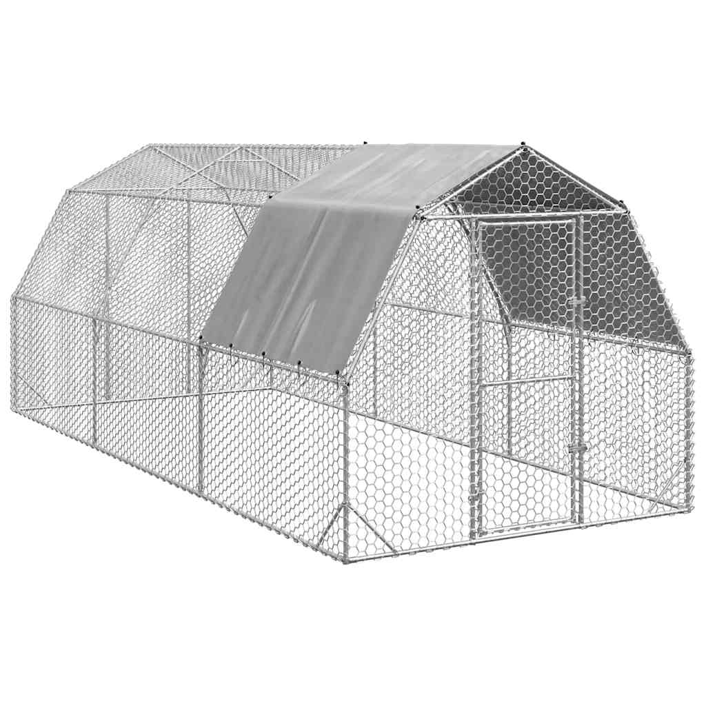 vidaXL Chicken Run with Roof 2.5x6x2.25 m Galvanised Steel