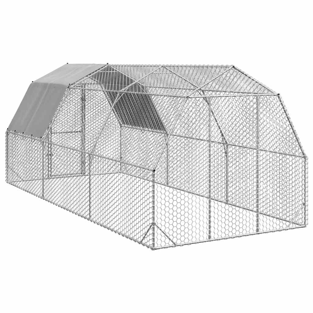 vidaXL Chicken Run with Roof 2.5x6x2.25 m Galvanised Steel