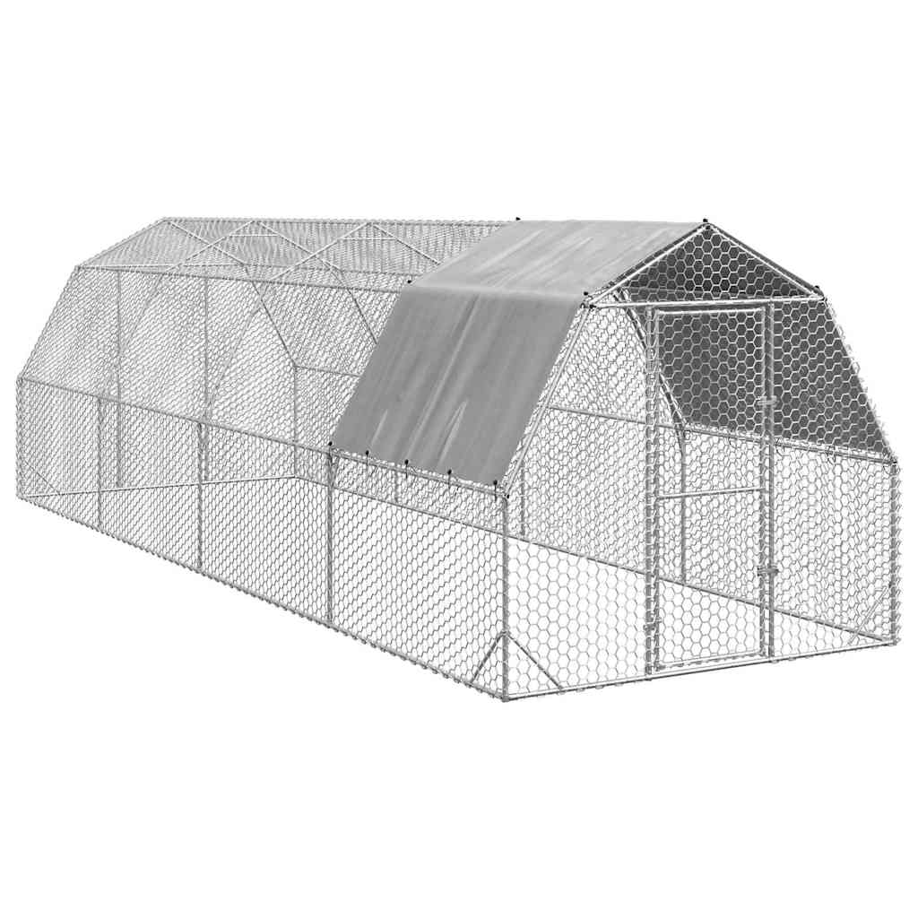 vidaXL Chicken Run with Roof 2.5x8x2.25 m Galvanised Steel