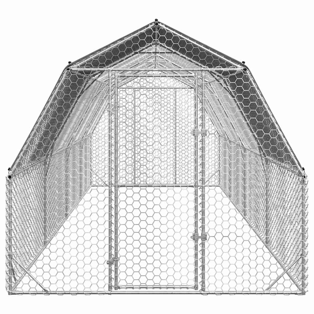 vidaXL Chicken Run with Roof 2.5x8x2.25 m Galvanised Steel