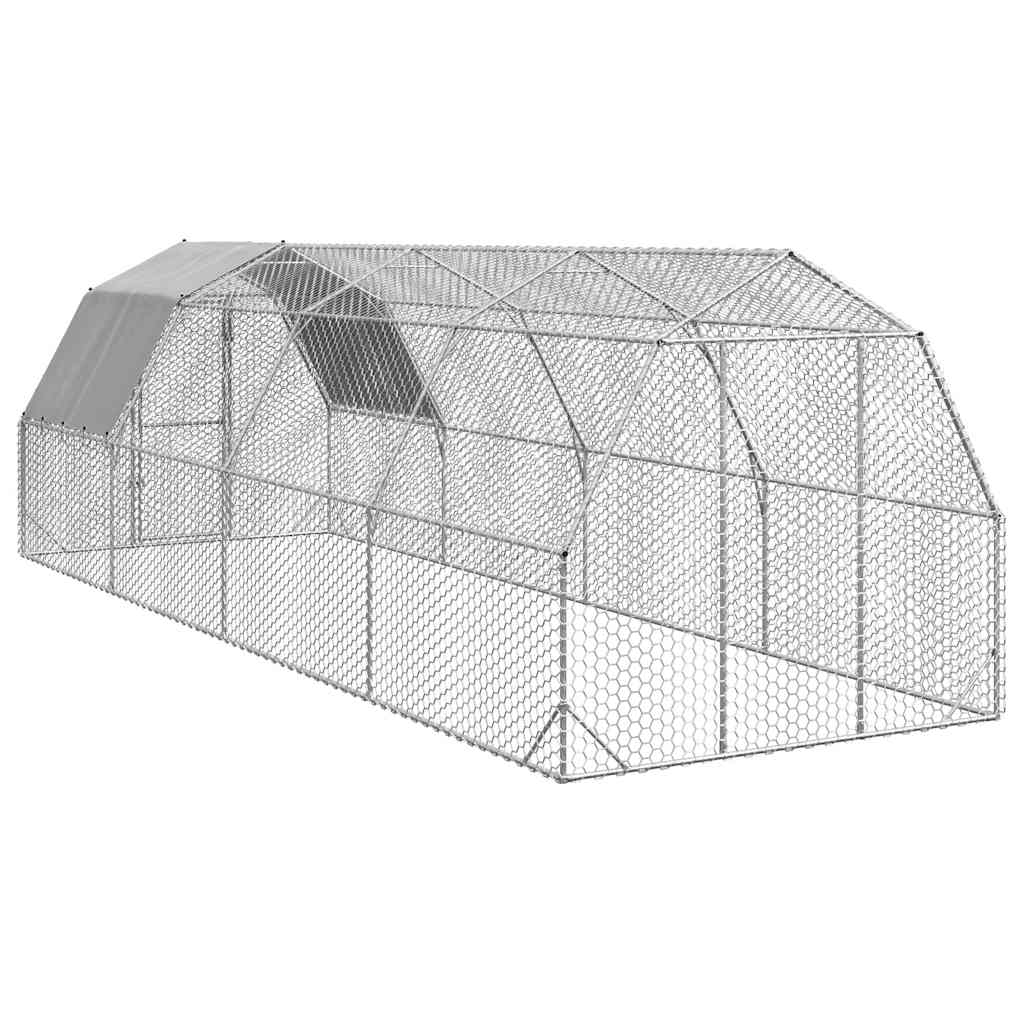 vidaXL Chicken Run with Roof 2.5x8x2.25 m Galvanised Steel