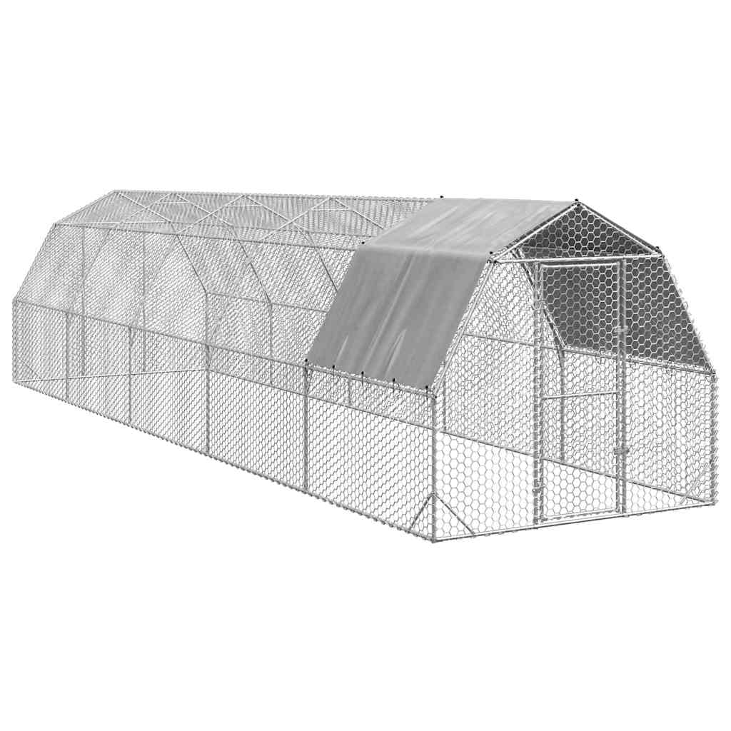 vidaXL Chicken Run with Roof 2.5x10x2.25 m Galvanised Steel