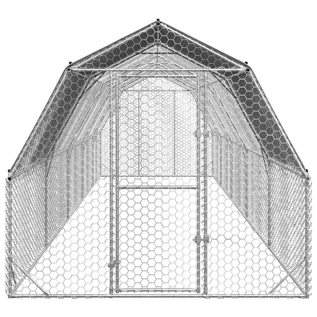 vidaXL Chicken Run with Roof 2.5x10x2.25 m Galvanised Steel