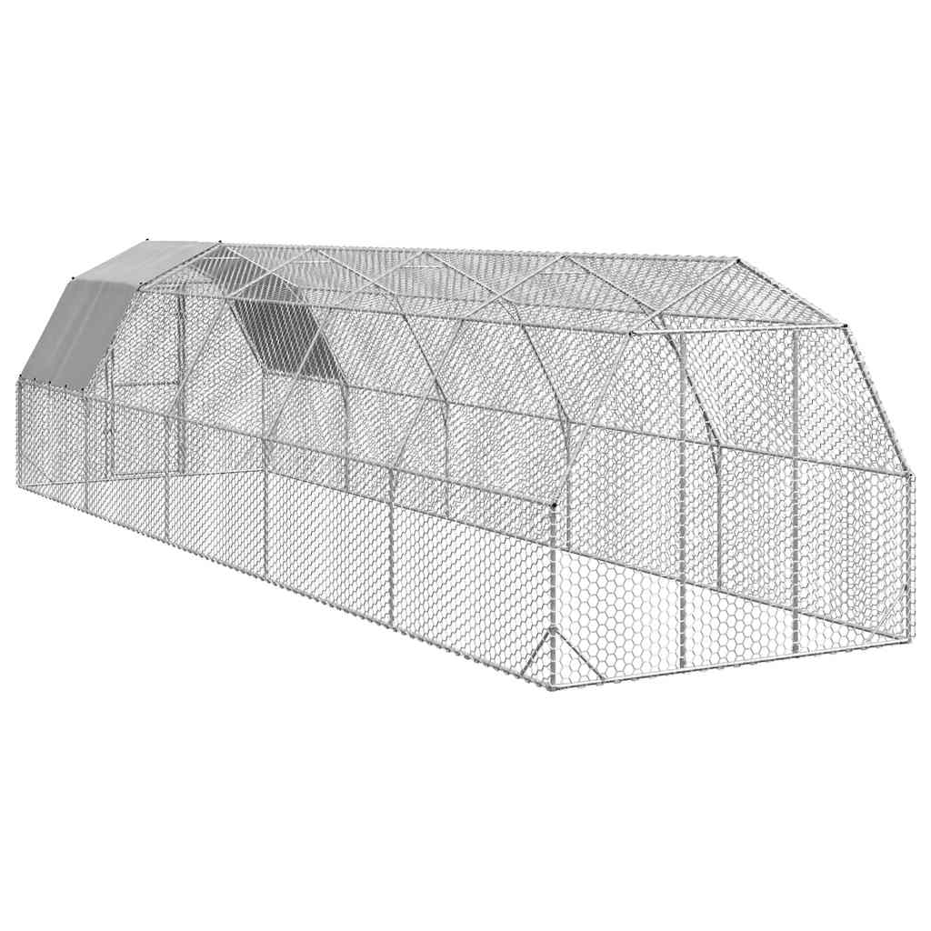 vidaXL Chicken Run with Roof 2.5x10x2.25 m Galvanised Steel