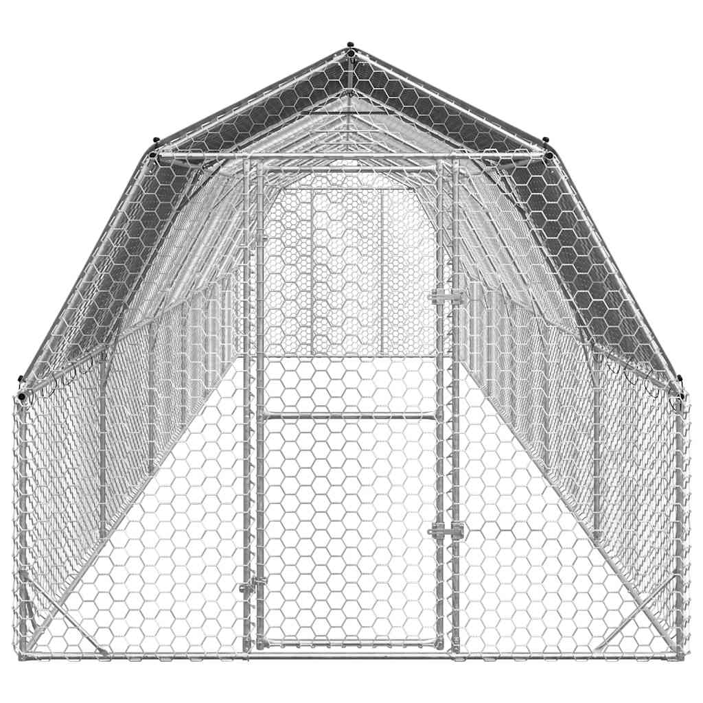 vidaXL Chicken Run with Roof 2.5x12x2.25 m Galvanised Steel