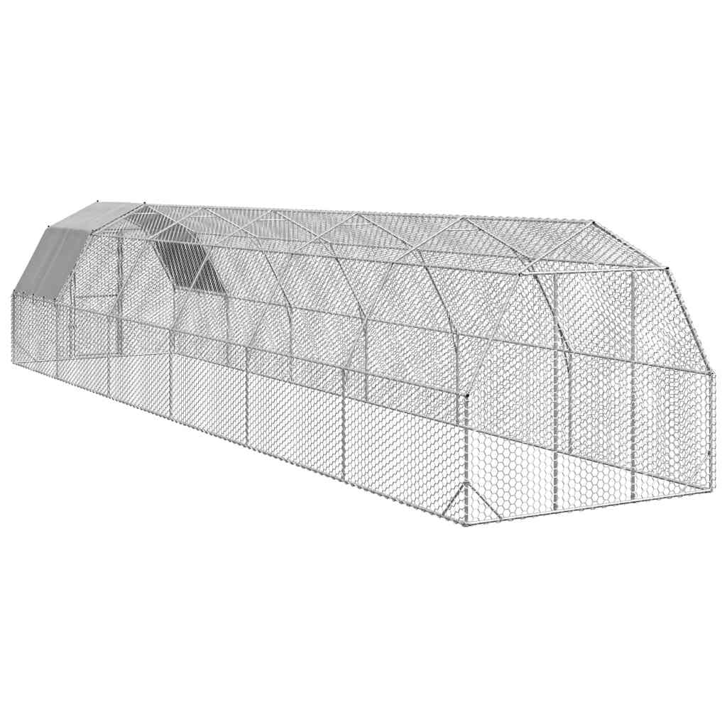 vidaXL Chicken Run with Roof 2.5x12x2.25 m Galvanised Steel