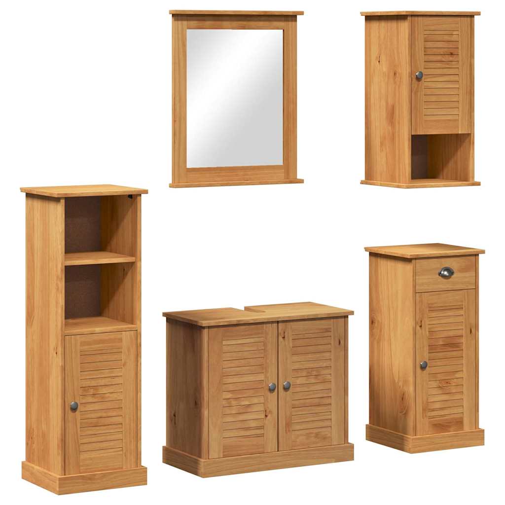 Bathroom Furniture Set VIGO 5 pcs Honey Brown Solid Pine Wood