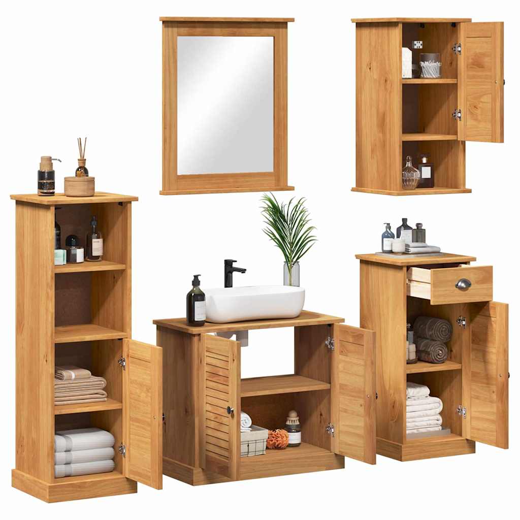 Bathroom Furniture Set VIGO 5 pcs Honey Brown Solid Pine Wood