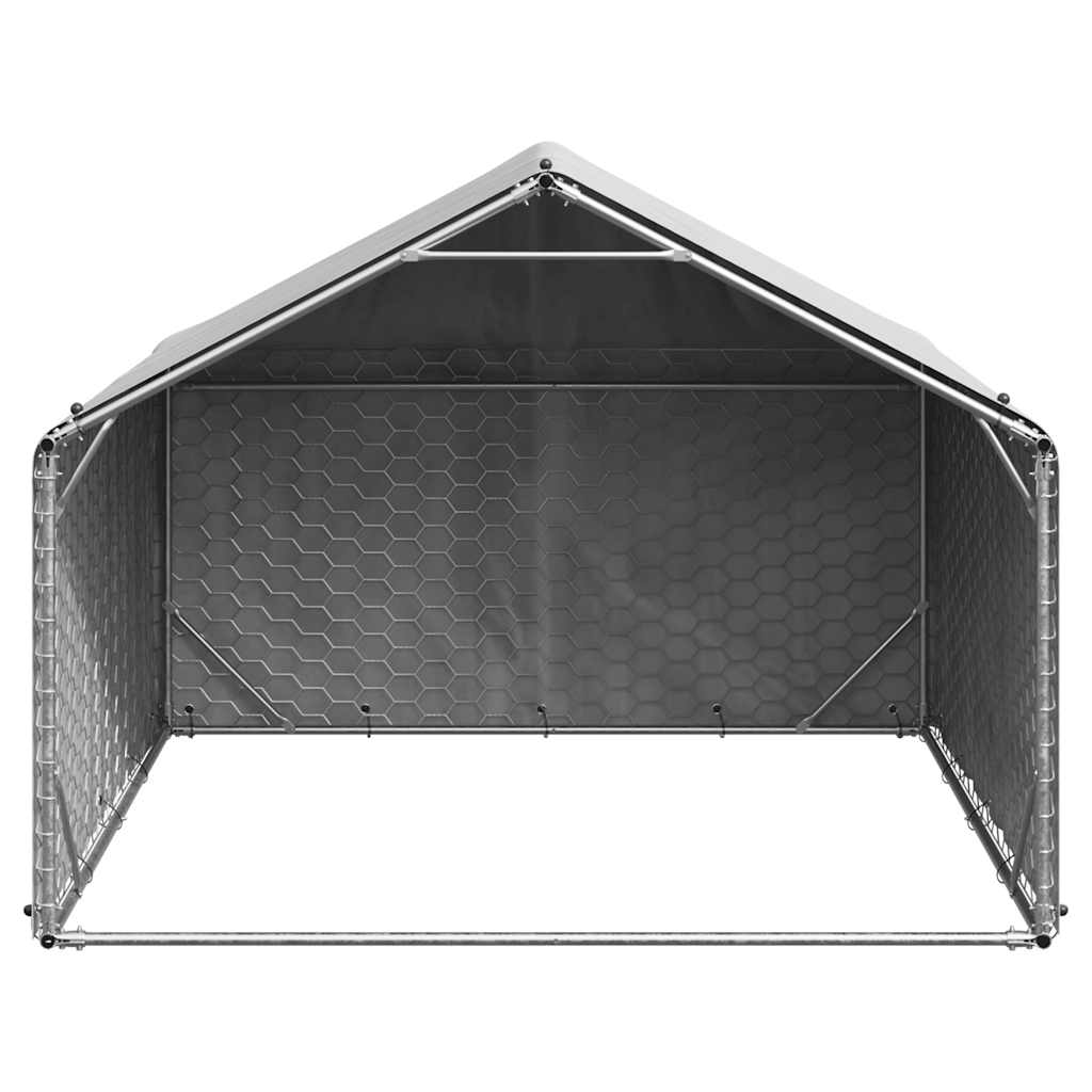 vidaXL Outdoor Dog Kennel with Cover 2x2x1.5 m Galvanised Steel