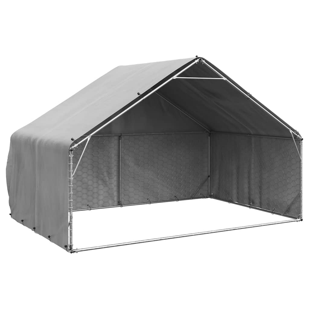 vidaXL Outdoor Dog Kennel with Cover 3x2x1.9 m Galvanised Steel